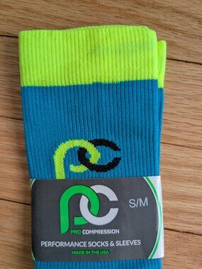 Pro Compression Women's Performance Socks - Bluee & Neon Yellow